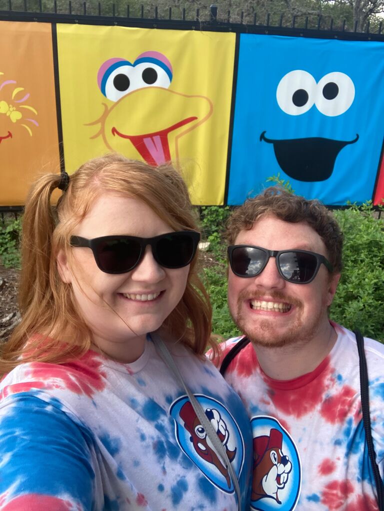 Big Bird and Cookie Monster embarking on a fun day at SeaWorld San Antonio!