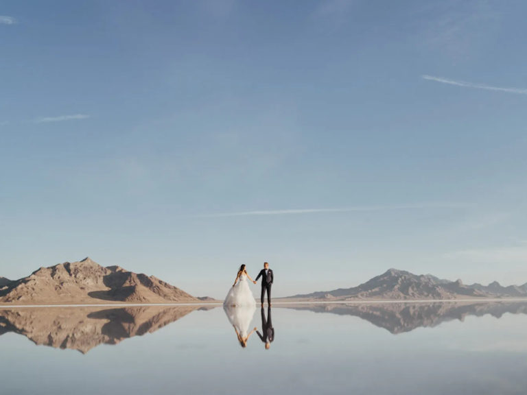 couple on in front of lake in Utah, how to get married in Utah