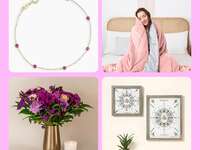 Collage of four 15-year anniversary gift ideas