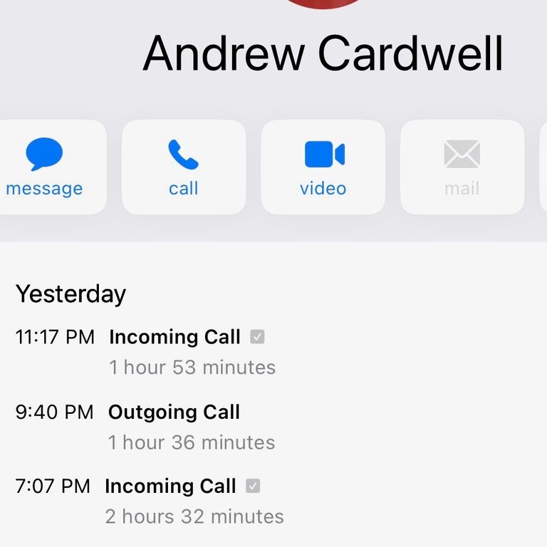 We had our first phone call, all communication previously was via text. Our call lasted aprox. 6 hours total! Because of the poor cell reception in Colorado, the call got dropped a couple times. But we were sure to call back and continue the conversation. 