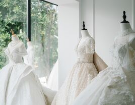 Wedding dresses on mannequins