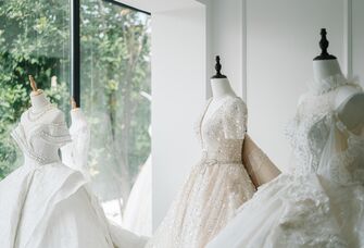 Wedding dresses on mannequins