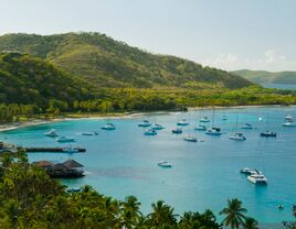 Anchoring ships in tropical bay