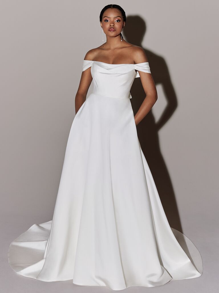 White off the shoulder fashion wedding dress