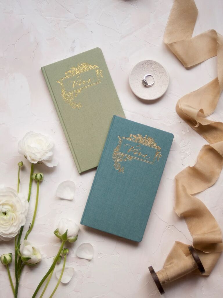 Green and blue vow books