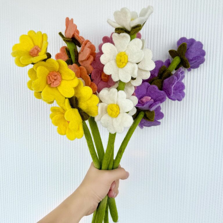 Felt flower bouquet wool anniversary gift