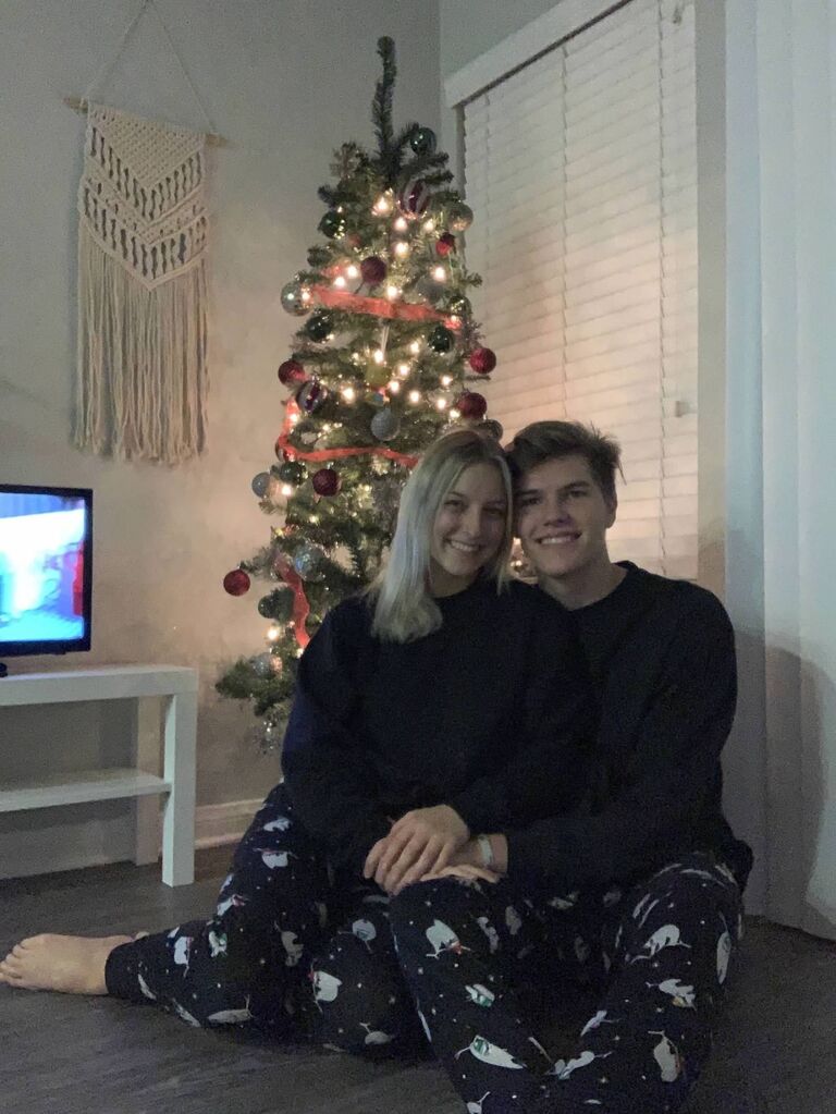 Our first time celebrating Christmas together! This is our favorite holiday.

-- That small desktop TV is the same one we were watching the movie on when we decided to talk about our feelings for one another!