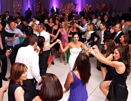 Wedding guests dancing on the floor