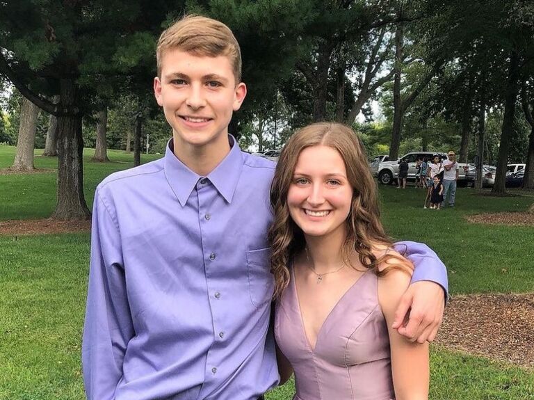 They met in person for the first time at their homecoming dance junior year. They had been talking on social media for awhile.. Kyla took the first step in asking Cade if he wanted to join her and her friends to the dance. Cade probably answered her with a "that's fine". 