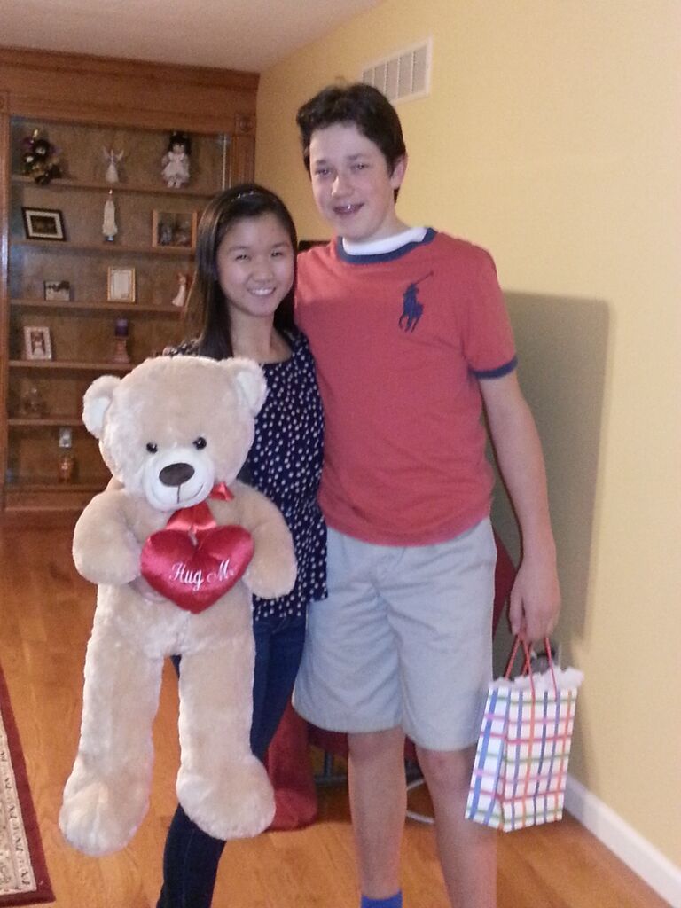 For their first Valentine's day, Matthew got Chloe a bear almost as big as her!