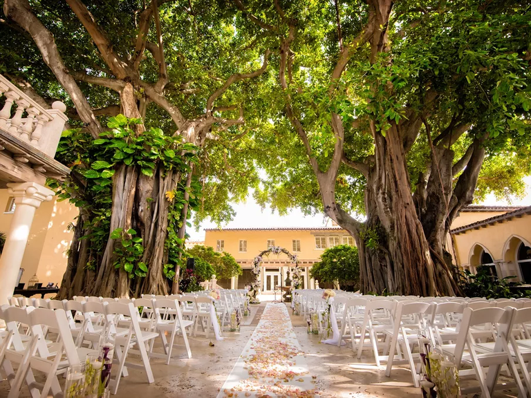 A sunny outdoor ceremony space in The Addison in Boca Raton, Florida
