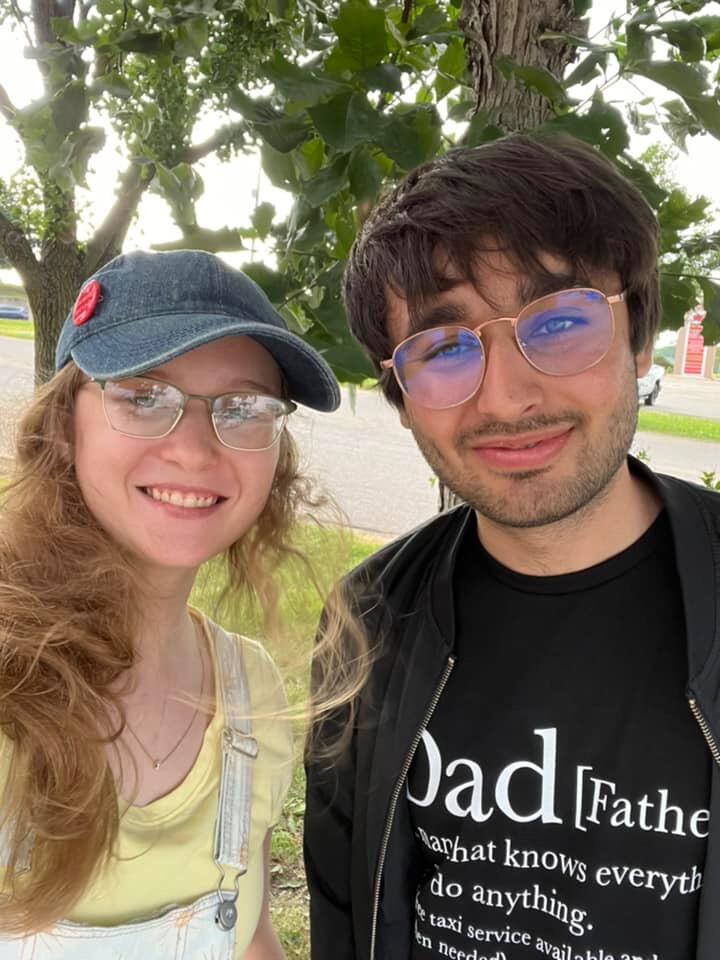 We started dating in June 2022- and decided to take an awkward first photo together outside of Buffalo Wild Wings. It's a wonder it worked out as we are both quiet and shy people, at least around people we don't know well. The silence held a love in the air though and we soon began to get to know each other. Somehow by the photo we already knew we would be together forever.