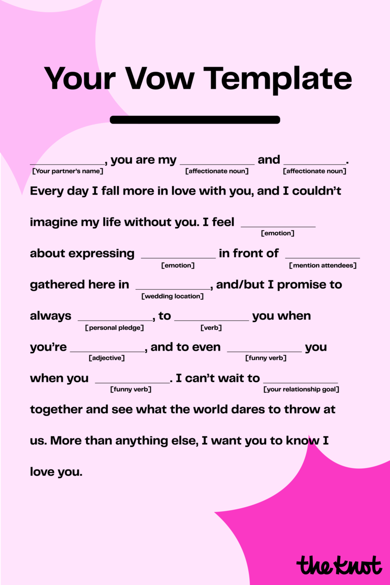 Printable wedding vow template