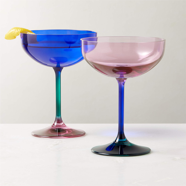 Estelle Colored Glass Tinted Stemless Wine Glasses 6-Piece Set Purple