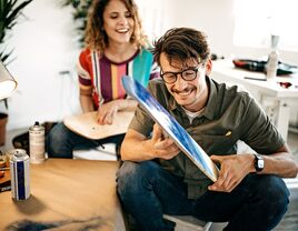 Couple engaging in parallel play