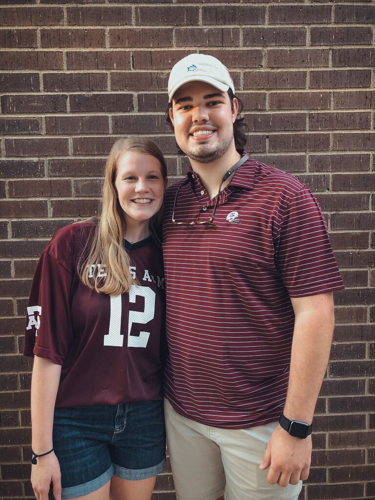 We met through a mutual friend at Texas A&M, and immediately hit it off! We started getting to know each other, and made our first ~public appearance~ as a couple a few months later at Kara's Christian Business Leaders cornhole tournament. Unfortunately, we lost the tournament :( 