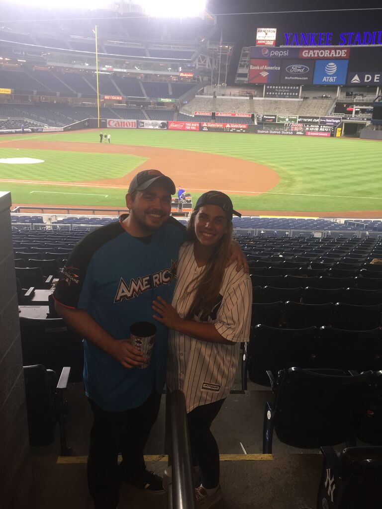 Our first Yankee game together. Jake is a huge baseball fan and has grown up watching the Yankees. Going to a game together or with a group of friends is still one of our favorite date night activities. Fun fact: this is also the first picture we ever took together! He insisted I wear his pinstripe jersey, so I think he wanted to document it in case it never happened again.