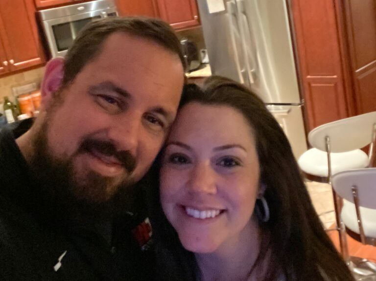 First photo together after that steak dinner.
