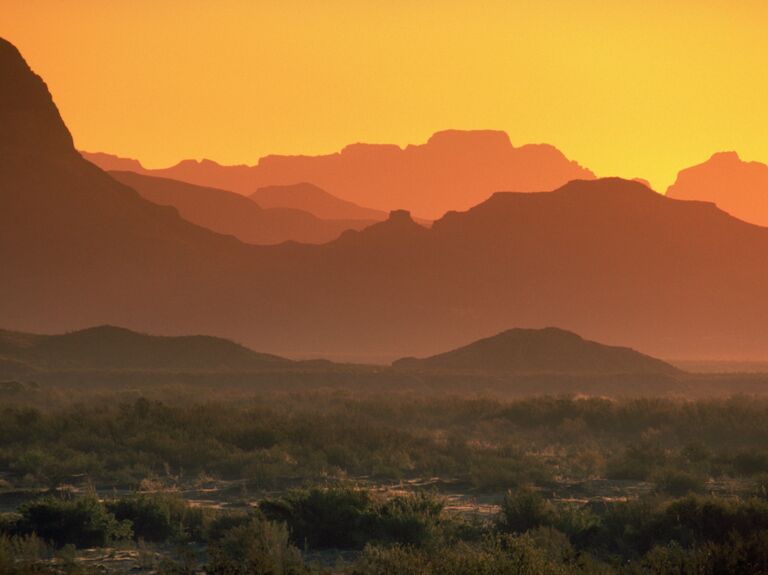 The sun sets at Big Bend National Park.