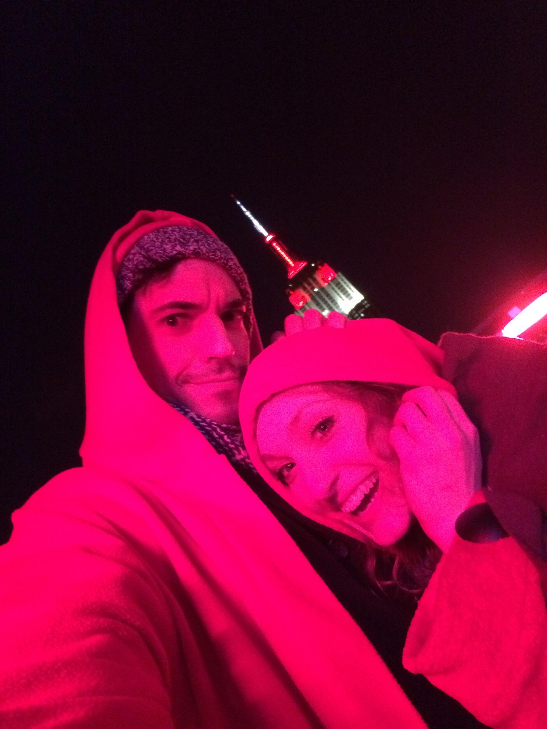 At a rooftop bar, with the Empire State Building behind - we saw the city from a new perspective glowing red from heat lamps and rojo blankets. 