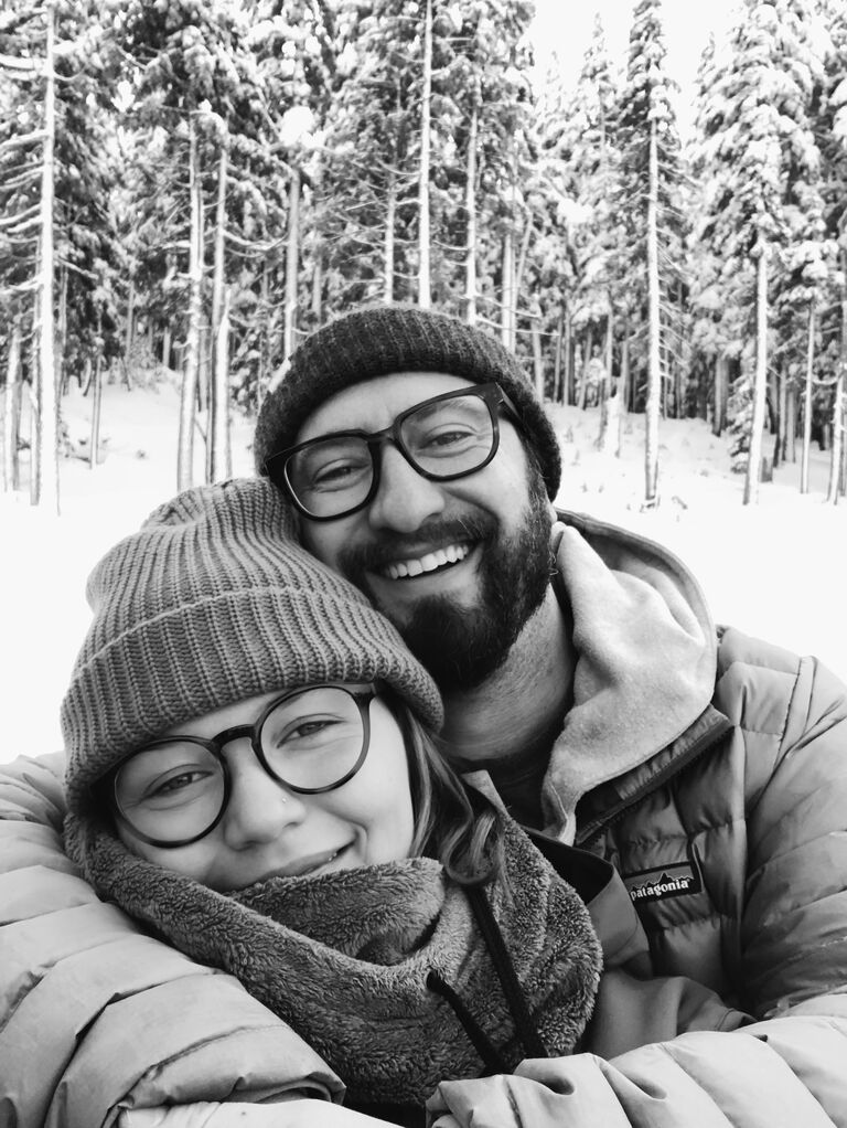 Our first photo together! An epic snowboarding trip for the Dirksen Derby in Bend, OR. Two weeks after our first date, and when we made it *officially official* 