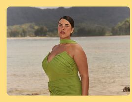 Green black-tie wedding guest dress from ELOQUII