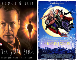 Sixth Sense and Hocus Pocus halloween movie posters collage