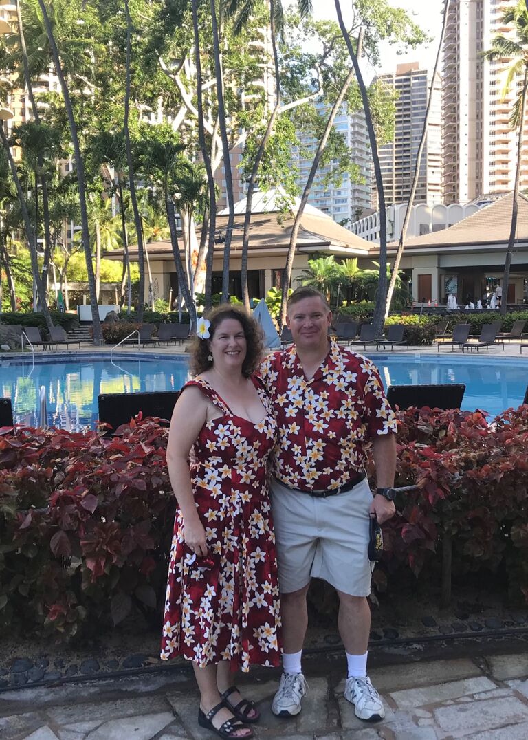During a birthday trip to Hawaii, a lot of our friends thought we had eloped!  This photo is jokingly known as "our first wedding picture."