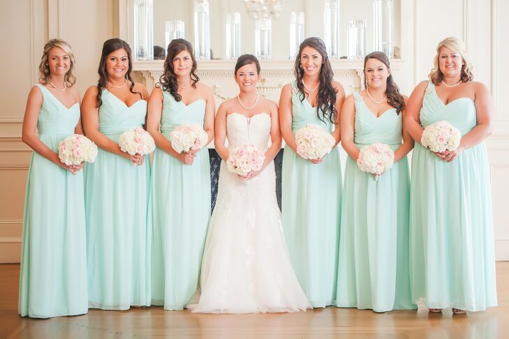 Alfred Angelo One Shoulder Mint Bridesmaid  Dresses 