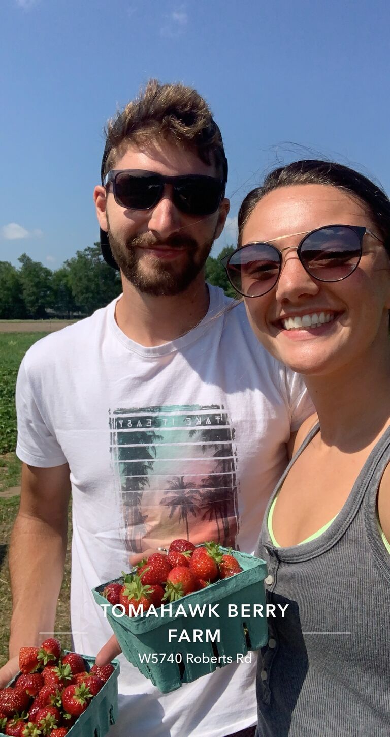 Kevin tasting the best strawberries of all time for the first time.