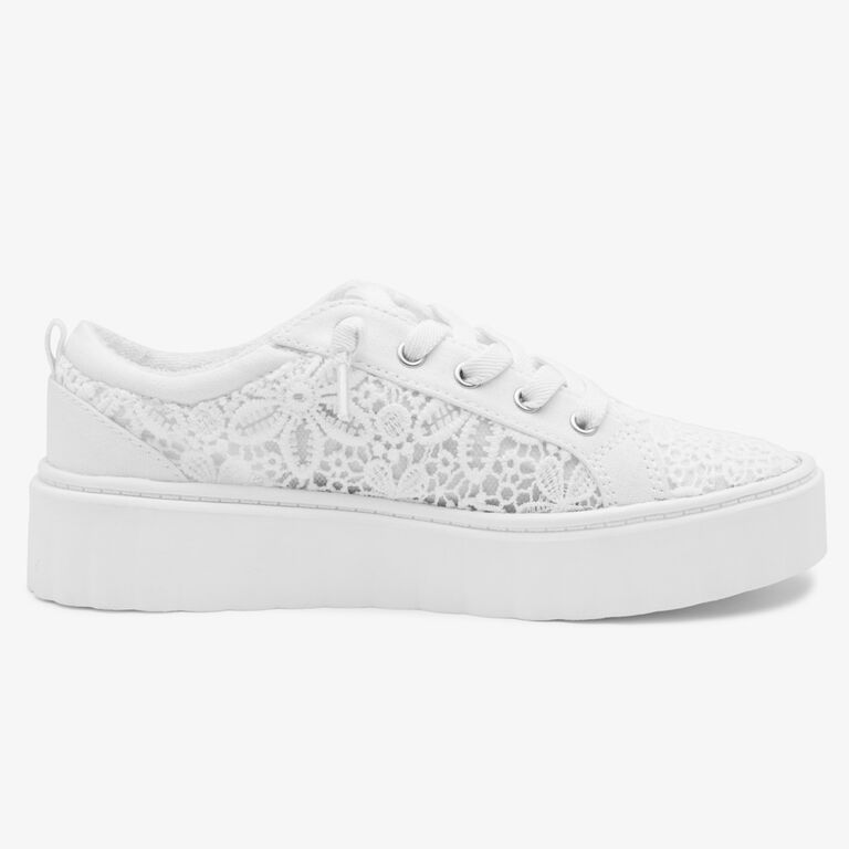 White lace comfortable slip on sneakers for wedding