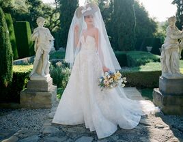 Anne Barge strapless wedding gown