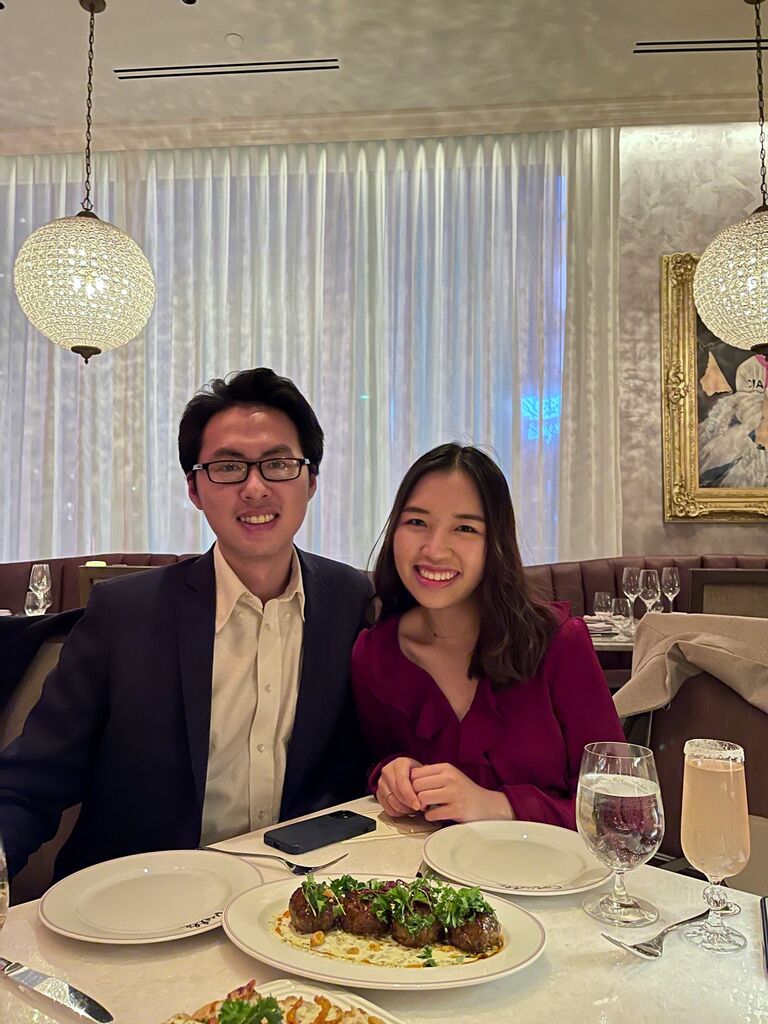 Our first fancy dinner with another couple! I actually planned this after our first week of dating and invited anh Cuong and chi Thao to express our gratitude to them for supporting and nudging us to date each other 🙂.