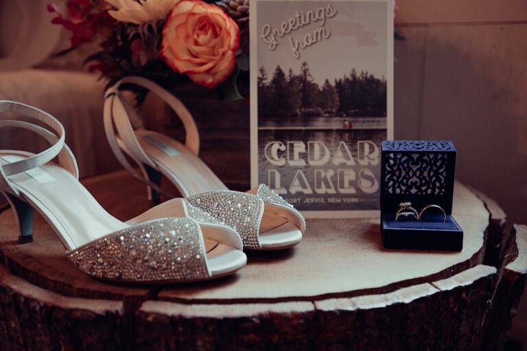 wedding shoes lake theme elopement
