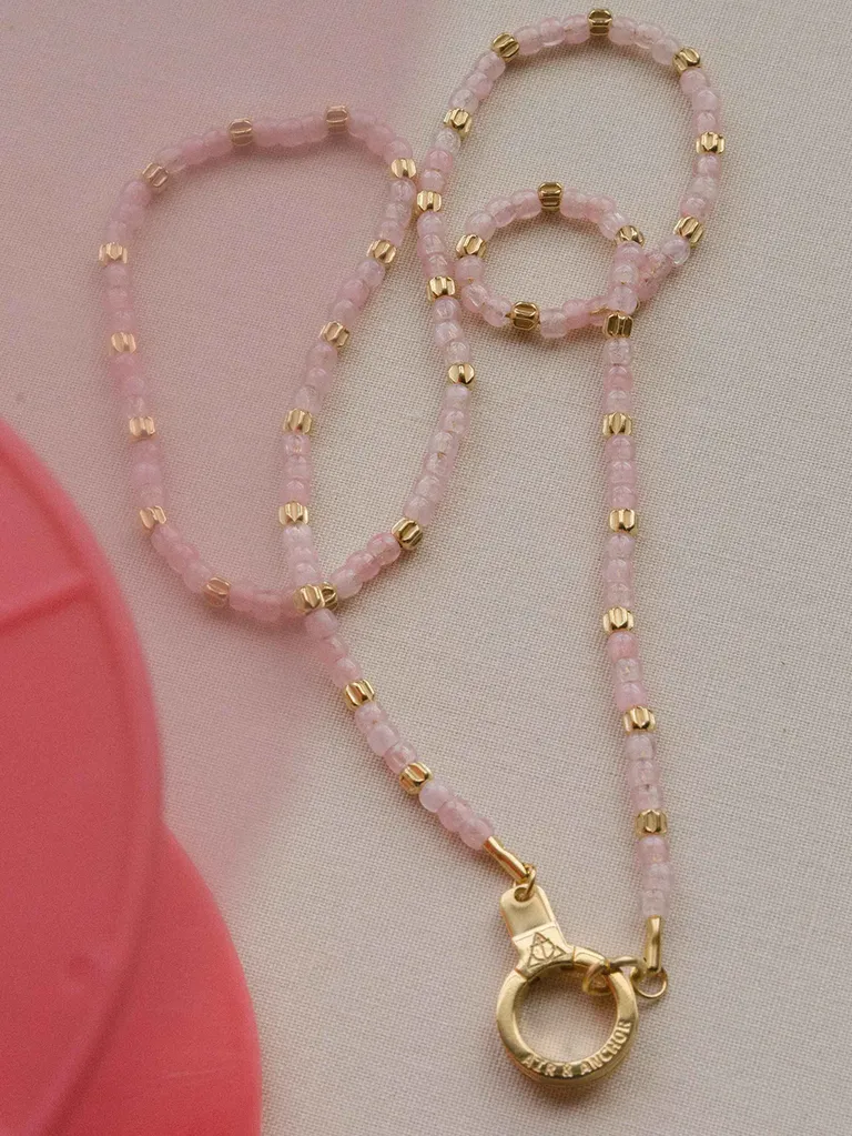 pink and gold necklace