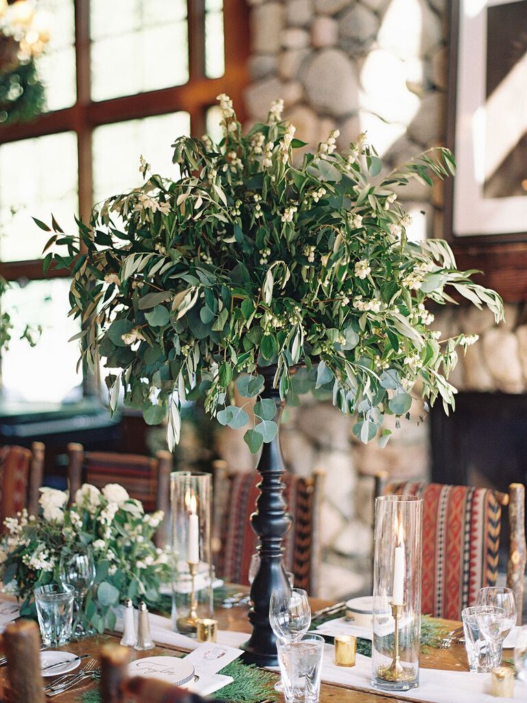 Silver Dollar Eucalyptus Table Garland with Wood Flowers and Baby's Breath, Faux  Garland, Wedding Reception Decor, Table Runner