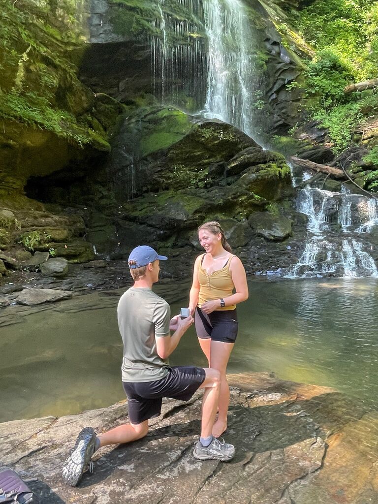 Connor asked Chloe to marry him at Catawba Falls after they had hiked up 580 stairs