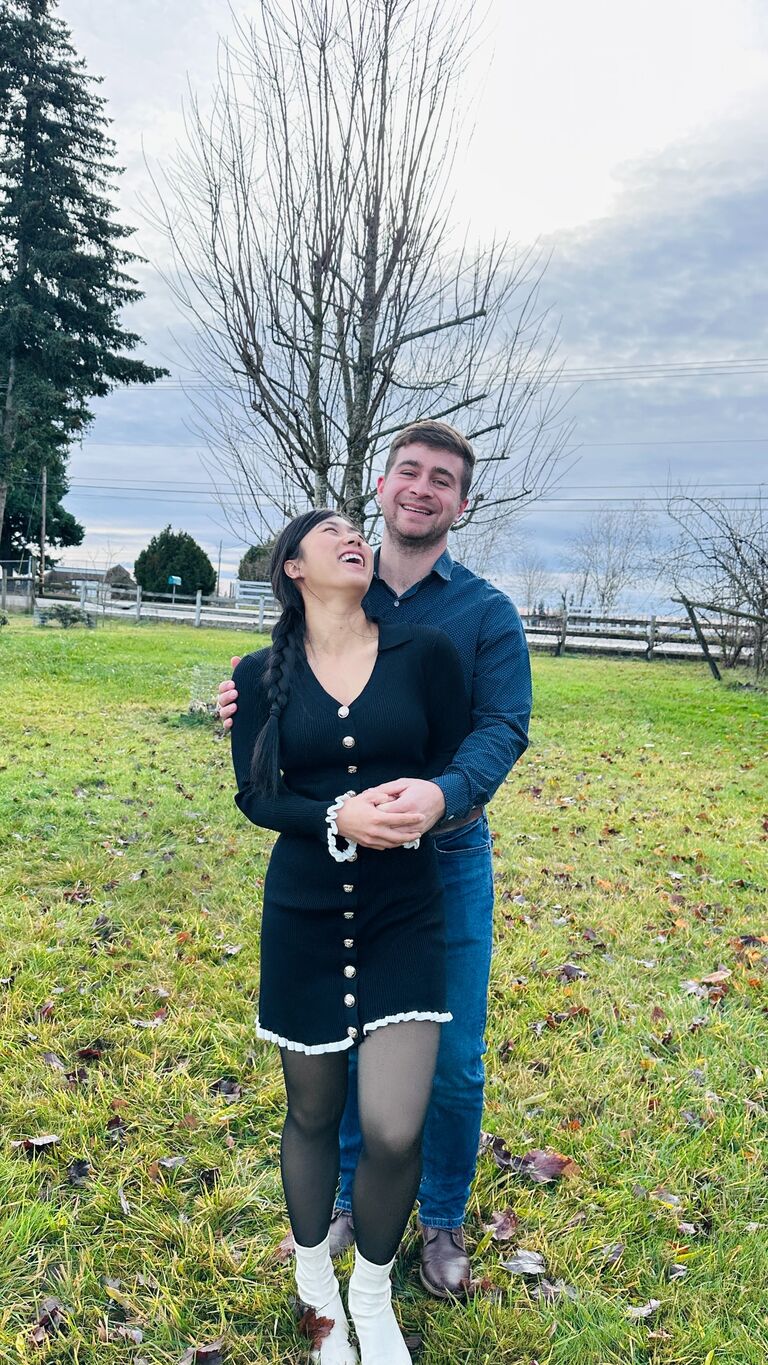 A photo taken by Min's mom after church. Xiujuan captured a lovely moment of us laughing!