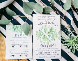 wedding invitation and RSVP card with menu option