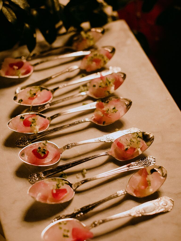 Spoon crudo wedding appetizers
