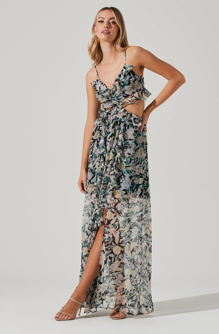 Floral dress for a beach wedding by ASTR The Label. 