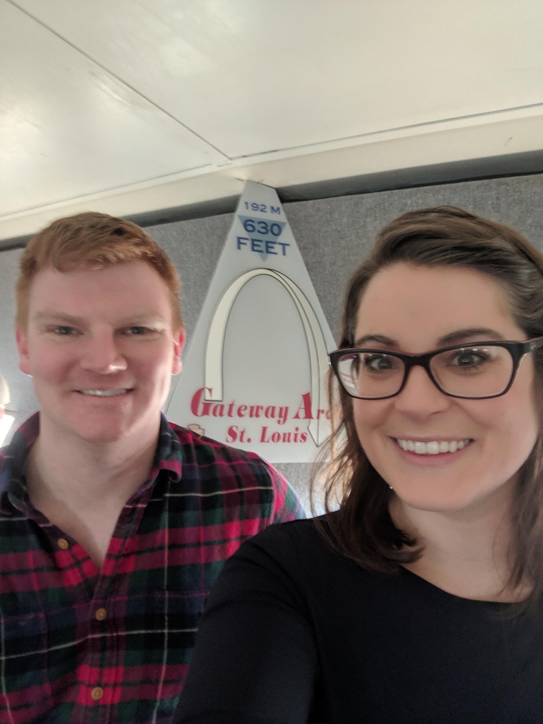 Checking out the views of St. Louis from the top of the Gateway Arch