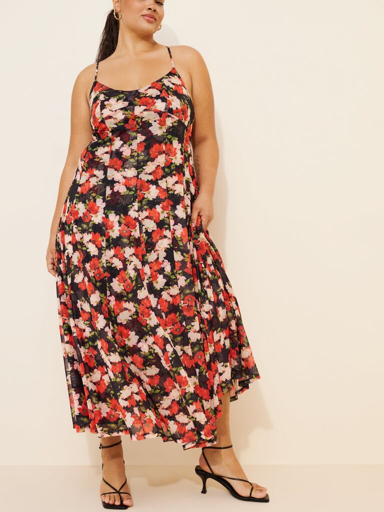 Anthropologie floral wedding guest midi plus size dress