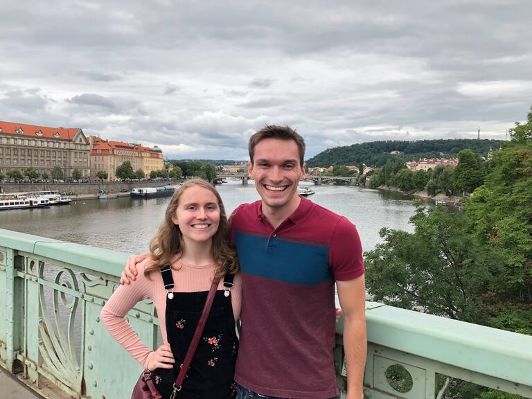 John and Bridget's first picture together during their trip to Eastern Europe