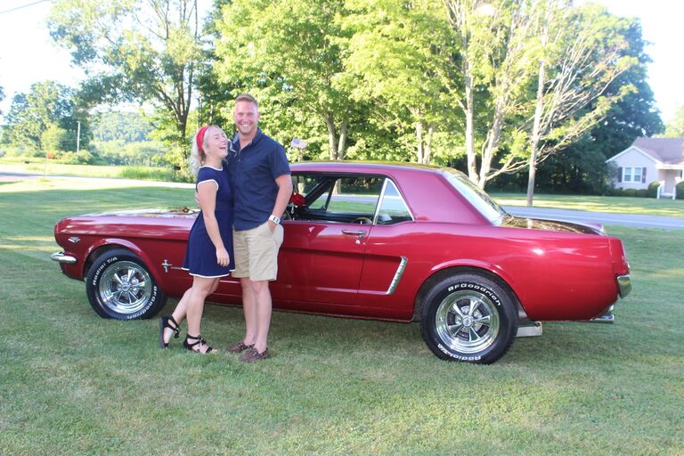 In the Allegany parade, riding in Frank Snyder's 1965 Ford mustang!