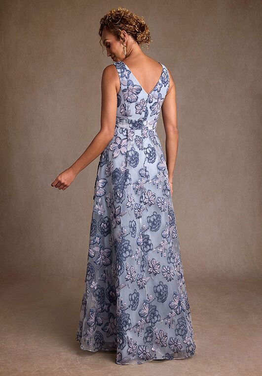 Azazie Azazie Luanne Floral Jacquard in Dusty Blue Jacquard Mother