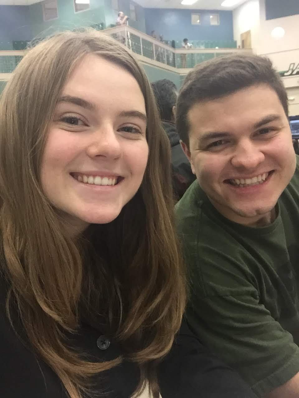 The day Ethan asked Emily to be his girlfriend! They took this selfie together at her band concert that evening-- their first picture together as a couple.