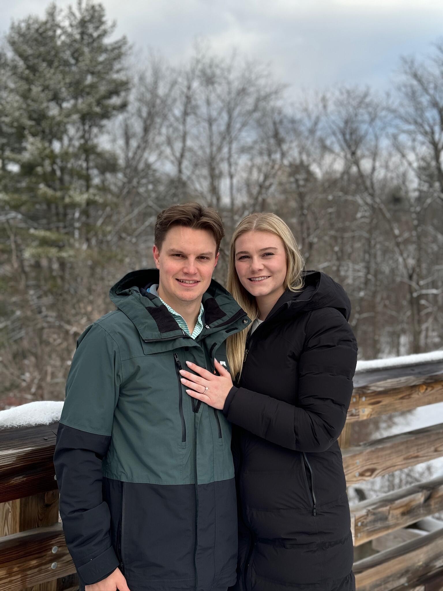 Cole proposed to Mieke on the Timken Bridge, a short walk from Mieke's place in Lebanon.