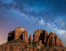 Below the milky way at Cathedral Rock in Arizona