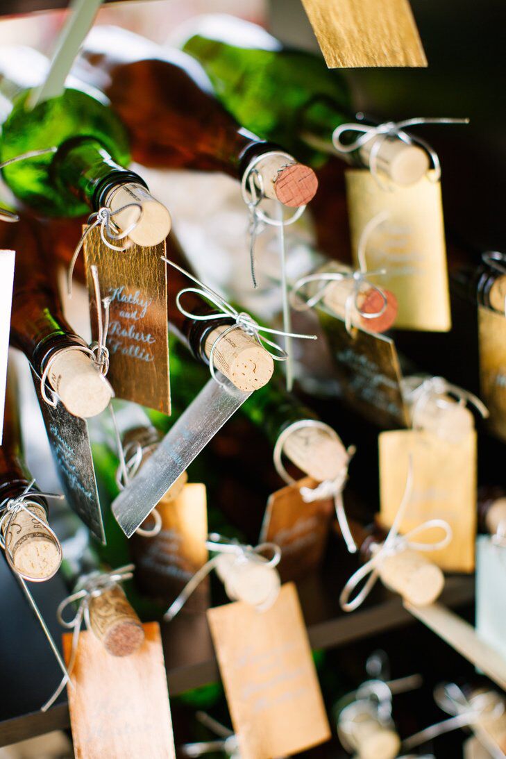 Wine bottle escort card display